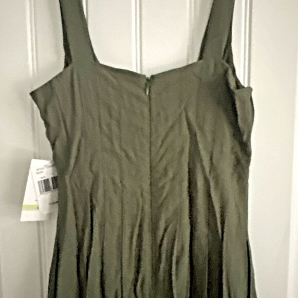 Taylor Women's Square-Neck Sleeveless Wide-Leg Jumpsuit Olive Green Green Size 4 - Picture 10 of 12
